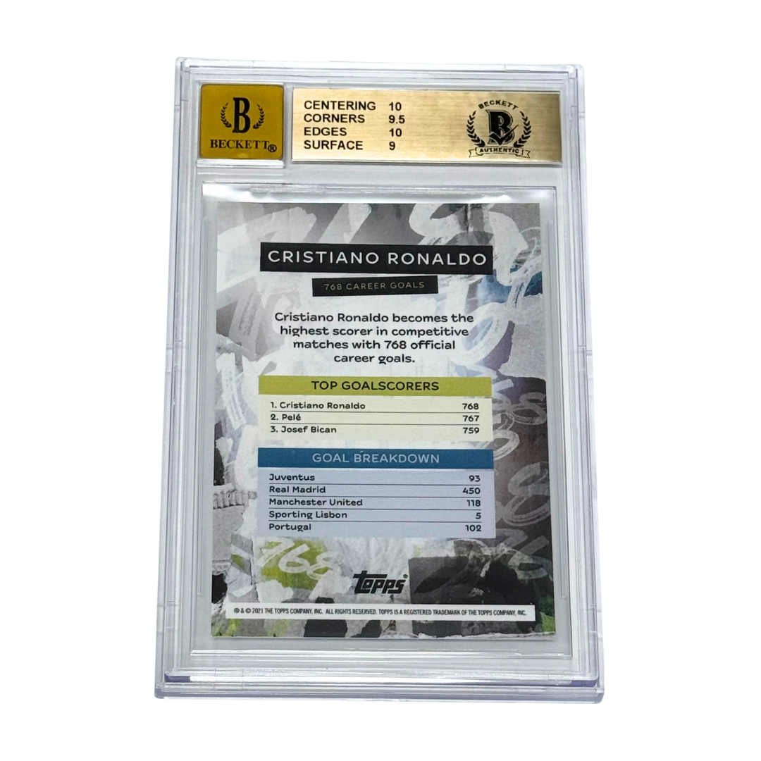 Cristiano Ronaldo & Pele Signed 2021 Topps Now Goal Record – BGS 9.5 AUTO 10
